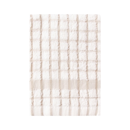 Ritz Concepts Coordinate Check Dish Cloth 100% Cotton Terry Natural/Taupe, PK12 20800